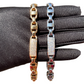 Coffee Bean & Tile Pattern Gemstone Cuban Link Bracelet