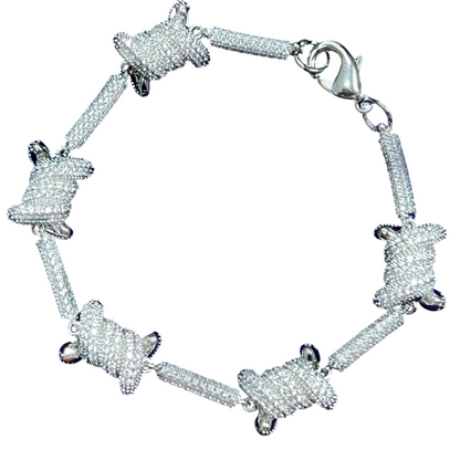 Iced Out Prong Set Cylindrical Link Bracelet