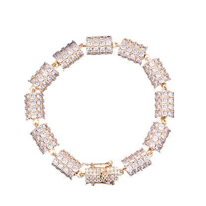 Iced Out Cylindrical Prestige Tri-Metal Tennis Bracelet