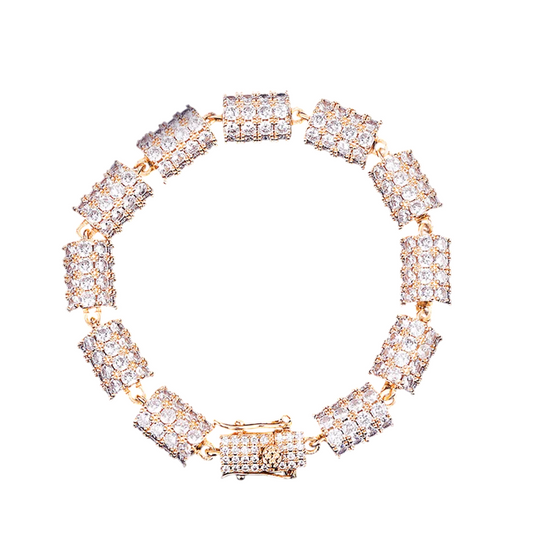 Iced Out Cylindrical Prestige Tri-Metal Tennis Bracelet