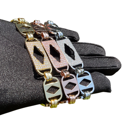 Iced Out Box Pattern Cuban Link Bracelet