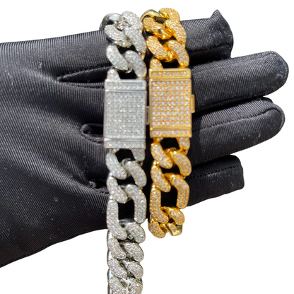 Iced Out Frost Figaro Cuban Link Bracelet