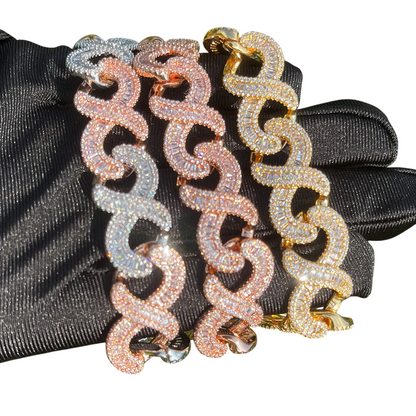Iced Out Infinity Waves Baguette Bracelet