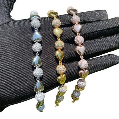 Sparkling Hearts & Loving Balls Bracelet