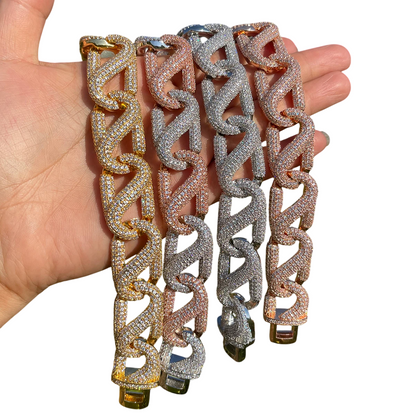 Iced Out Quad Shine Cuban Link Bracelet // 20MM