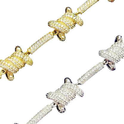 Iced Out Prong Set Cylindrical Link Bracelet