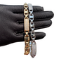 Coffee Bean & Tile Pattern Gemstone Cuban Link Bracelet
