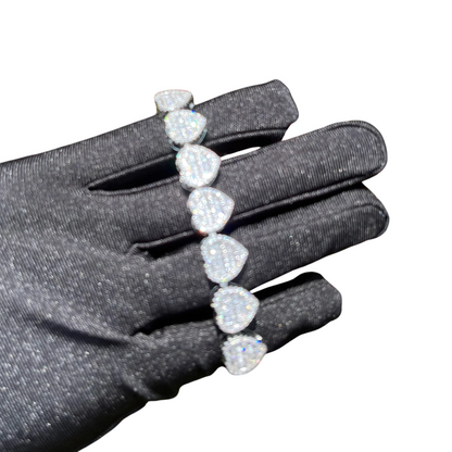 Iced Out Loving Baguette Luxury Heart Links Bracelet