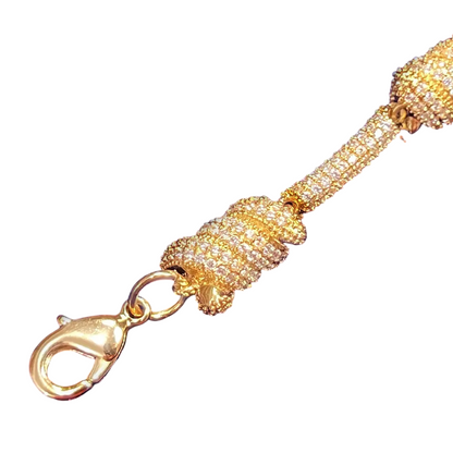 Iced Out Prong Set Cylindrical Link Bracelet