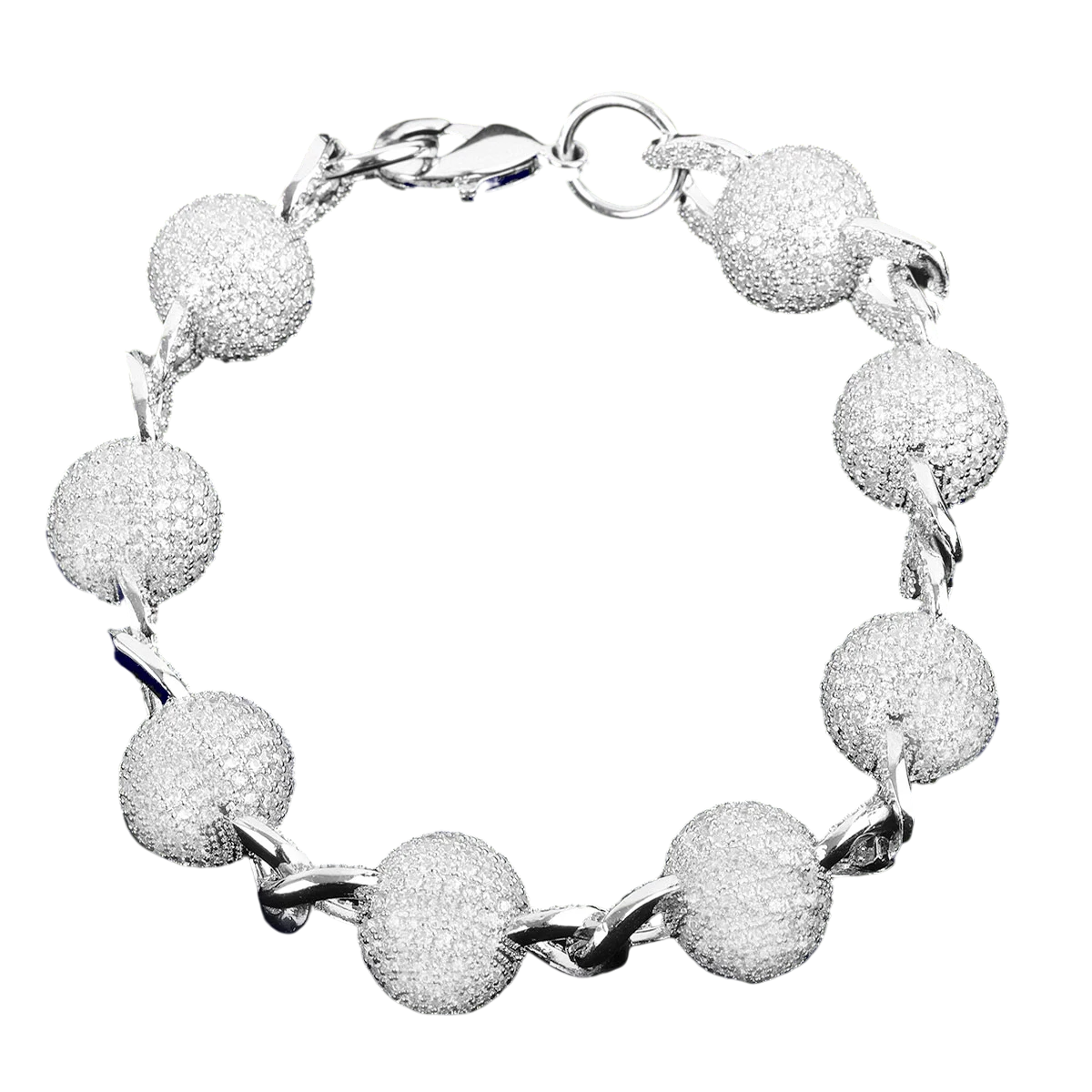 Iced Out Globe Spheres Cuban Link Bracelet // 15MM