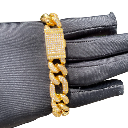 Iced Out Frost Figaro Cuban Link Bracelet