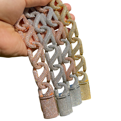 Iced Out Quad Shine Cuban Link Bracelet // 20MM