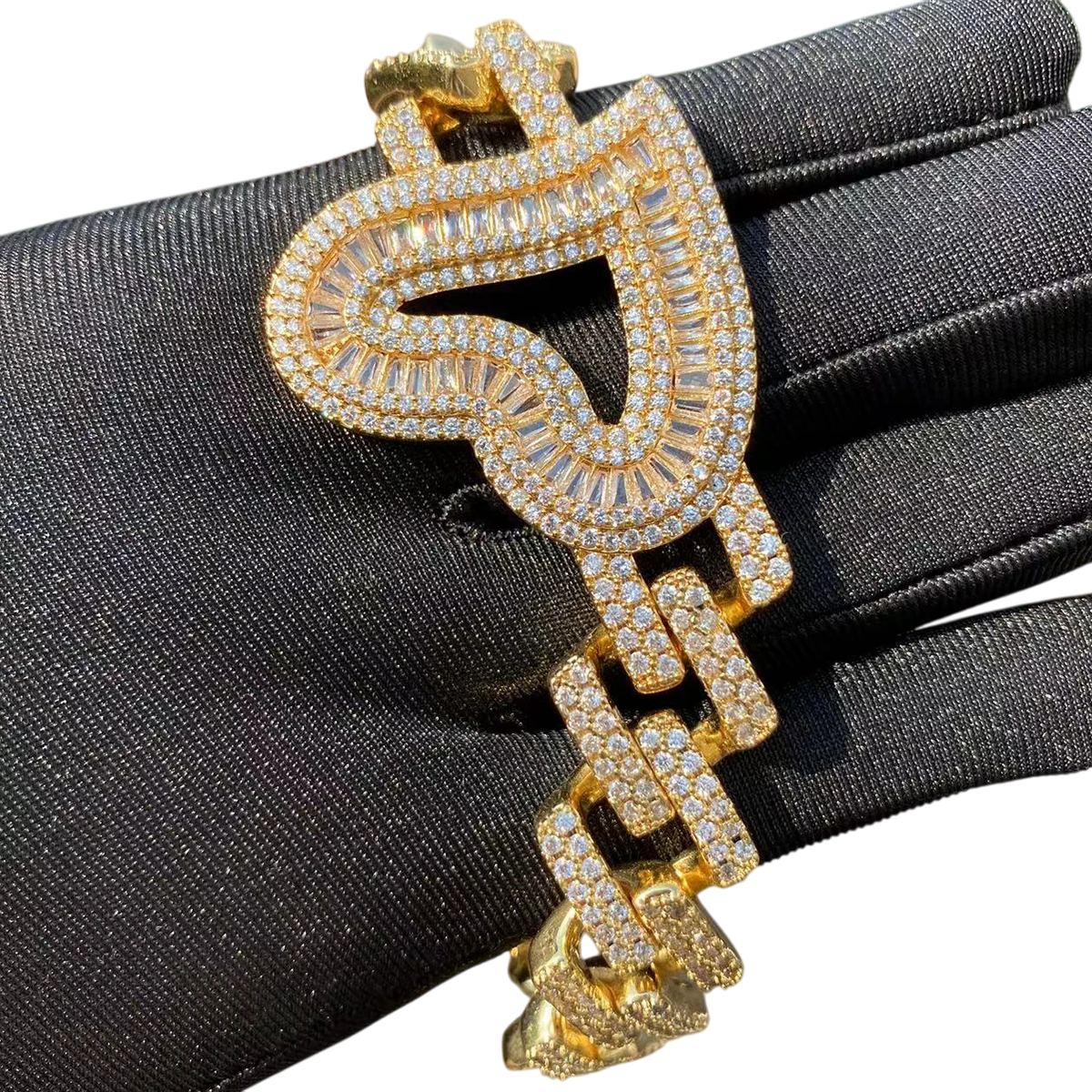 Iced Out Big Heart Charm Cuban Link Bracelet