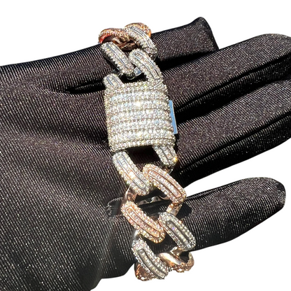 Iced Out Triple Luxury Baguette Cuban Link Bracelet
