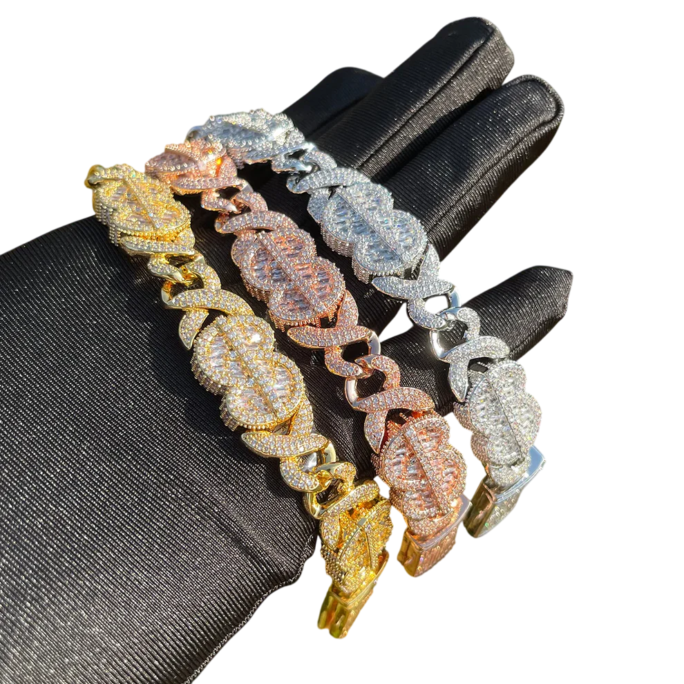 Iced Out Baguette Infinity Cuban Link Bracelet