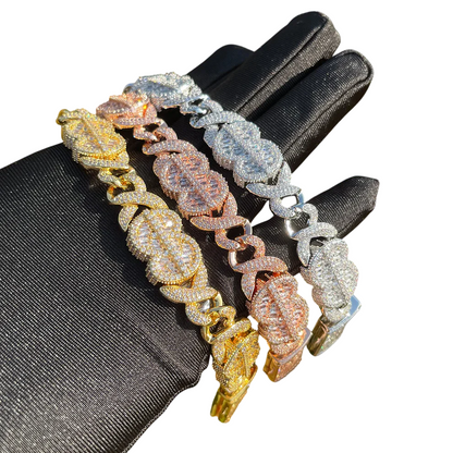 Iced Out Baguette Infinity Cuban Link Bracelet