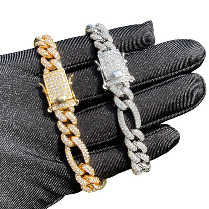 Iced Out Prestige Figaro Cuban Link Bracelet