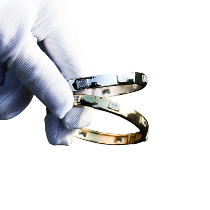 Elegant Edge Brass Baguette Bracelet