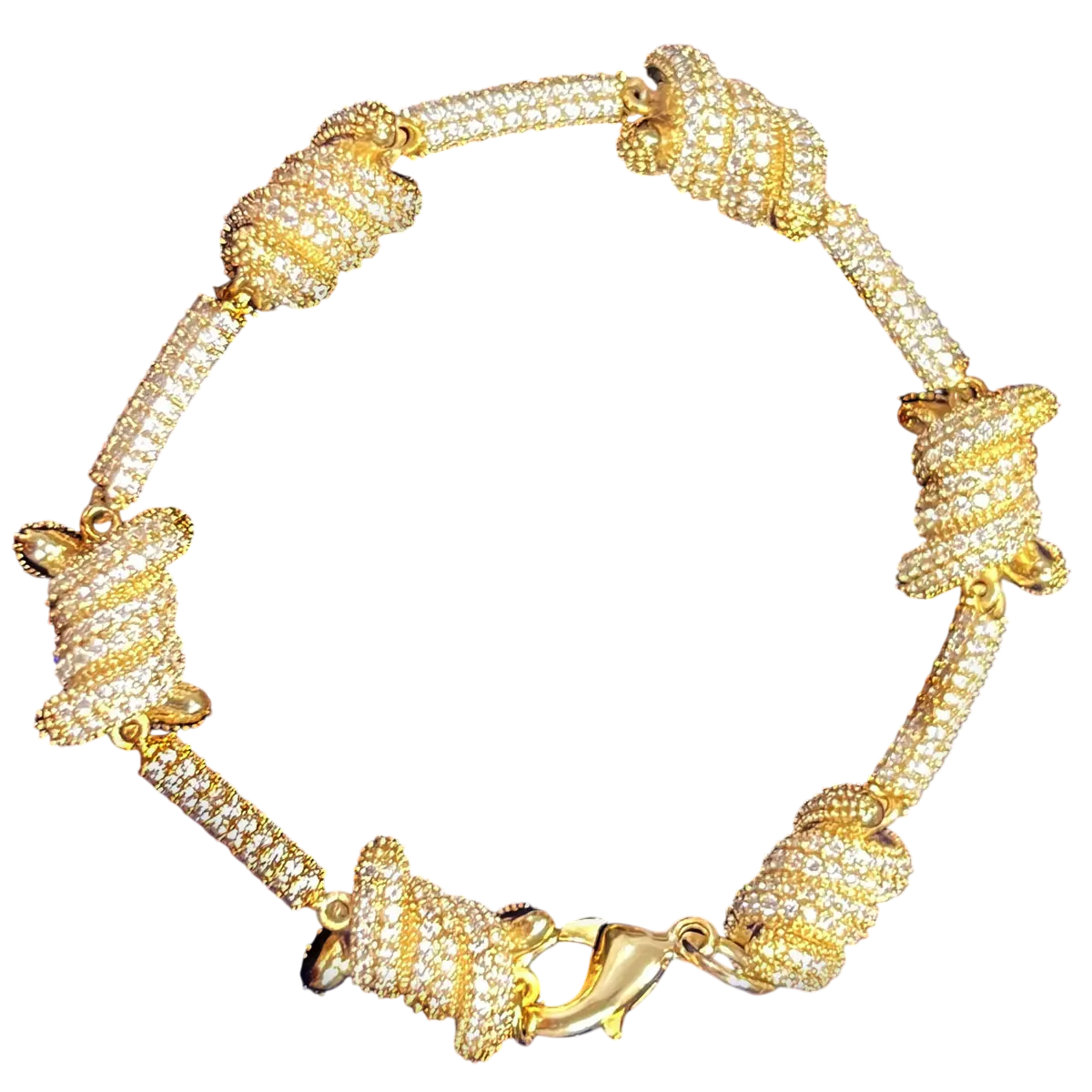 Iced Out Prong Set Cylindrical Link Bracelet