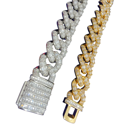 Iced Out Gold & Silver Elite Baguette Cuban Bracelet