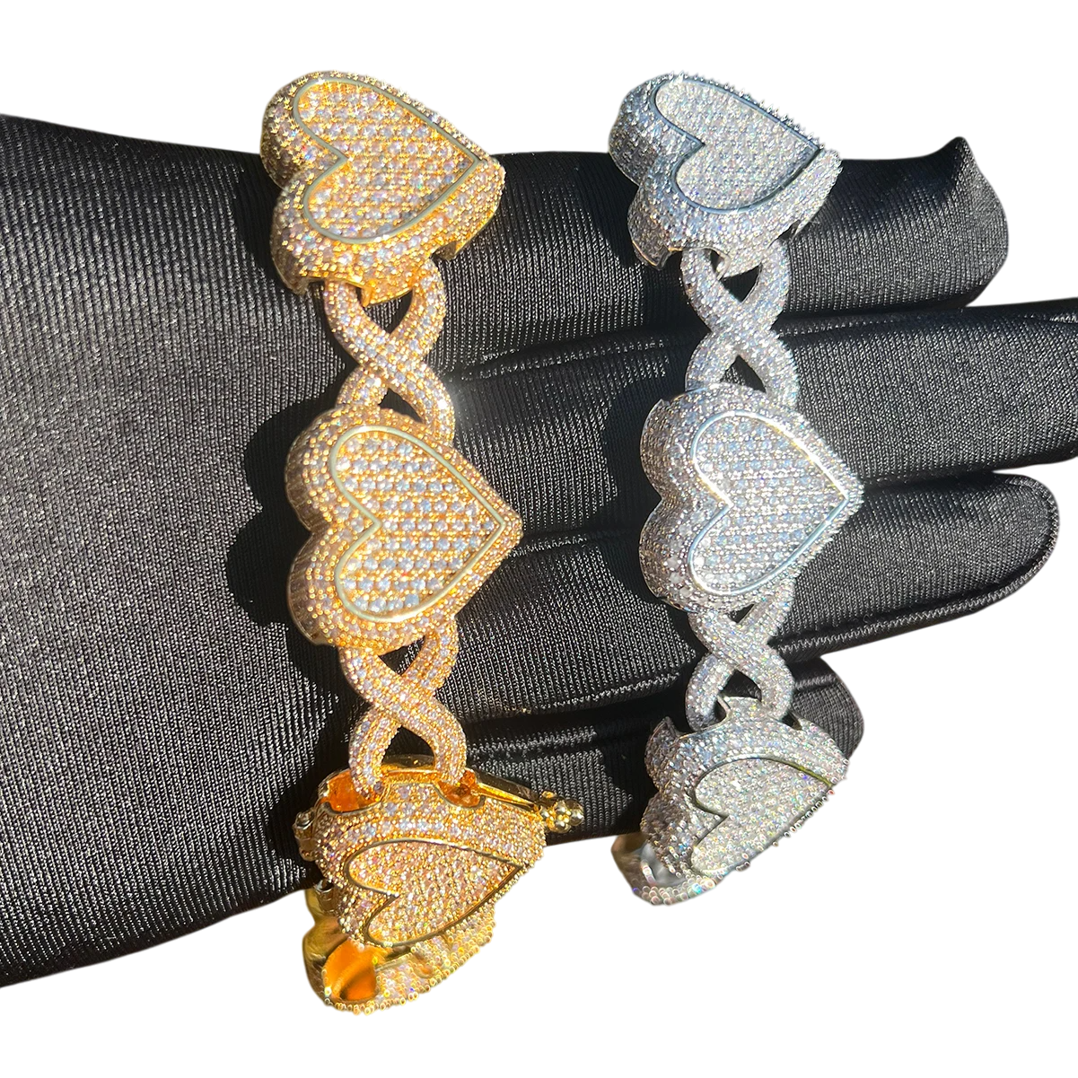 Iced Out Infinity Hearts Cuban Link Bracelet