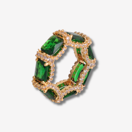 ICED GREEN EMERALD STONE RING