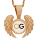 Custom Iced Out Angel Wing Round Photo Pendant