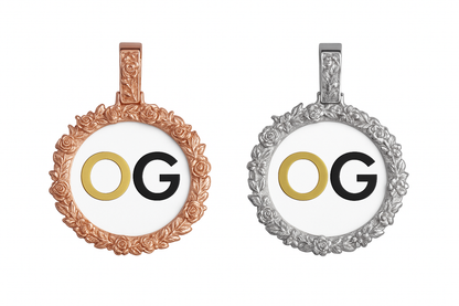 Custom Iced Out Rose Embedded Round Photo Pendant