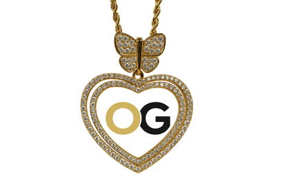Custom Iced Out Rotating Heart Photo Pendant