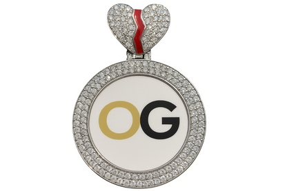 Custom Iced Out Broken Heart Round Photo Pendant