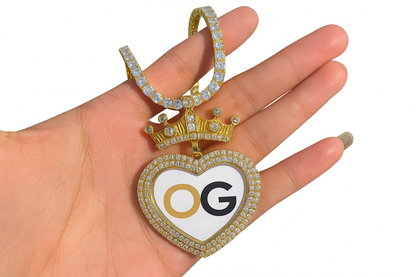 Custom Iced Out Noble Heart Photo Pendant