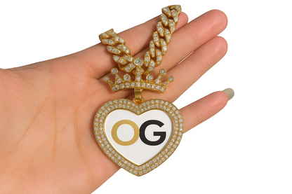 Custom Iced Out Noble Heart Photo Pendant