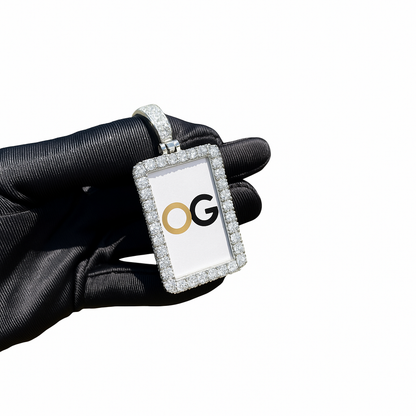 Custom Iced Out Rectangle Spinner Photo Pendant