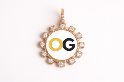 Custom Iced Out Baguette Style Round Photo Pendant