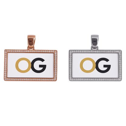 Custom Iced Out Rectangle Photo Pendant