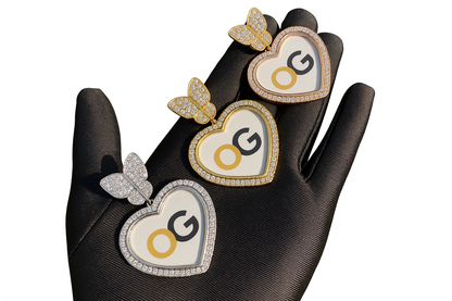 Custom Iced Out Rotating Heart Photo Pendant