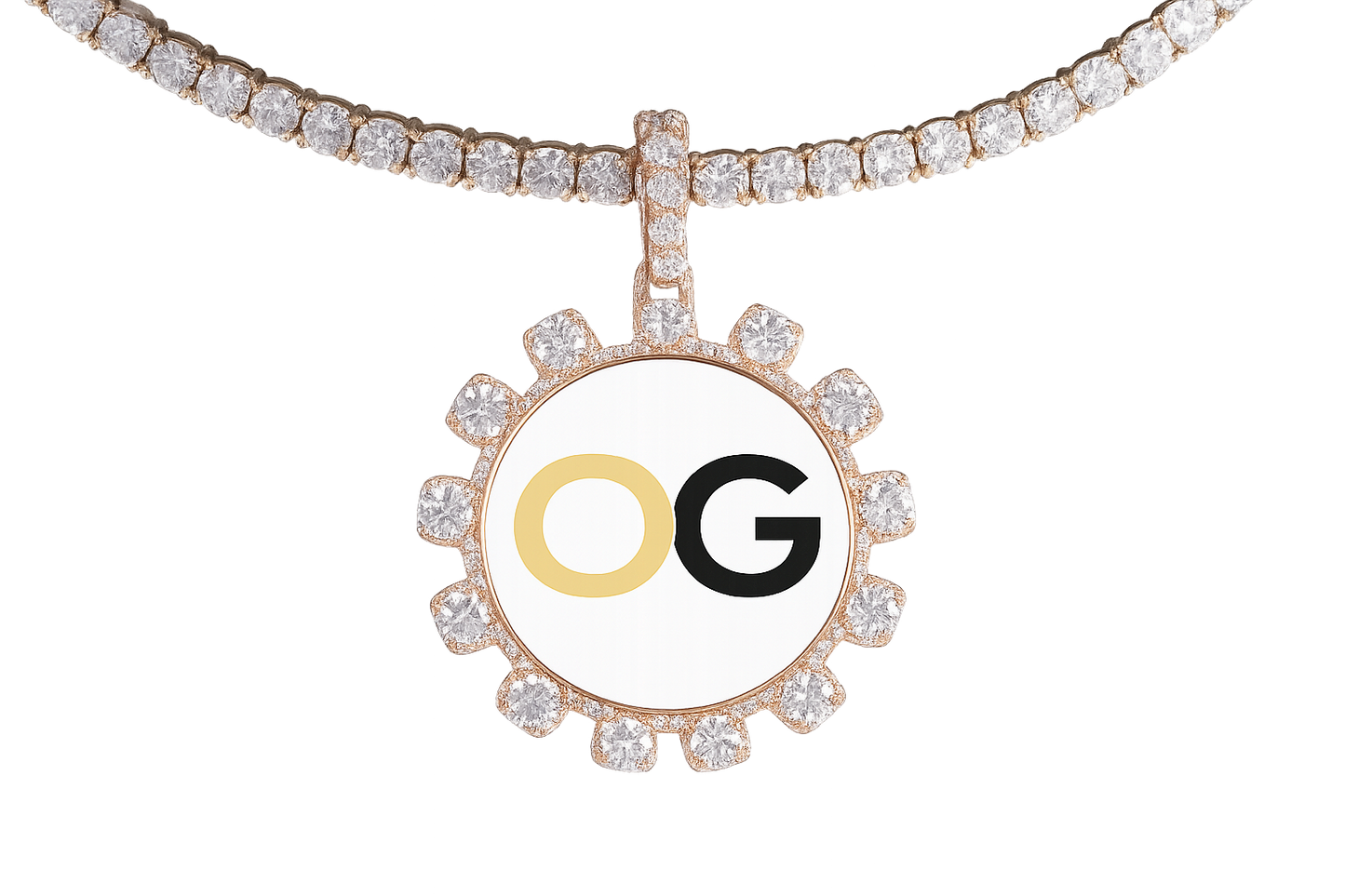 Custom Iced Out Baguette Style Round Photo Pendant