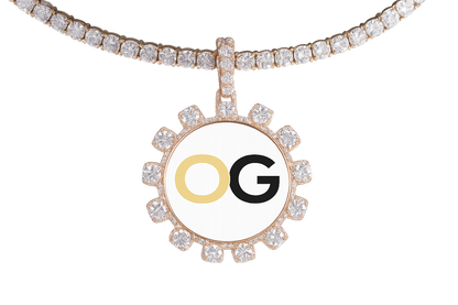 Custom Iced Out Baguette Style Round Photo Pendant