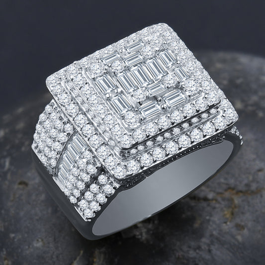 DOUBLE BOUNDARY SQUARE RING // ICED OUT WHITE GOLD