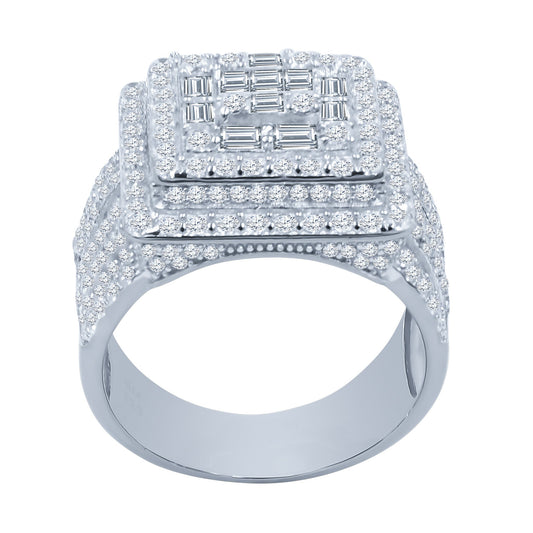 DOUBLE BOUNDARY SQUARE RING // ICED OUT WHITE GOLD