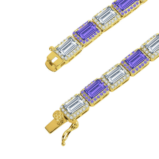 RECT CUT BAGUETTE TENNIS CHAIN // PURPLE X SILVER 6MM