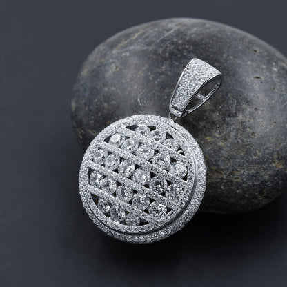 ICED OUT STONEY MEDALLION PENDANT // WHITE GOLD