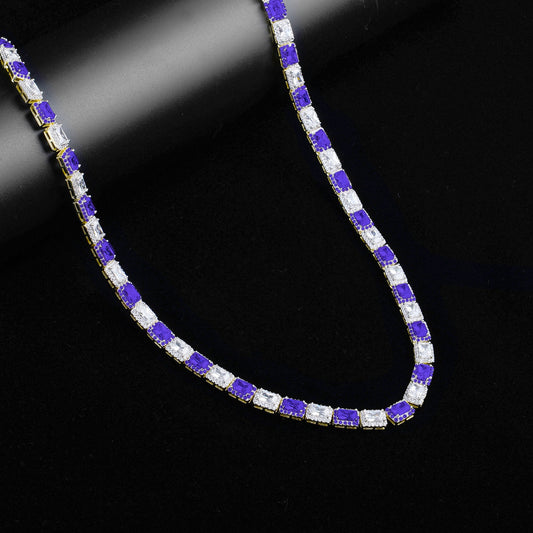 RECT CUT BAGUETTE TENNIS CHAIN // PURPLE X SILVER 6MM