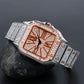 ICED SQUARE DIAL WATCH // WHITE X PINK GOLD