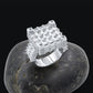 SQUARE STUDDED RING // BAUGETTE WHITE GOLD