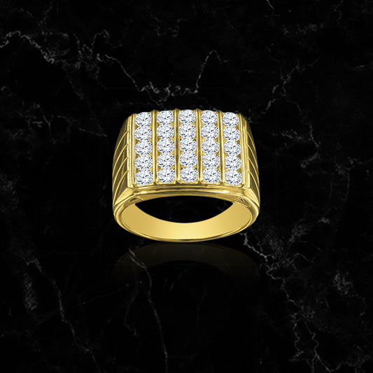 PENTA ROW RING // ICED OUT YELLOW GOLD