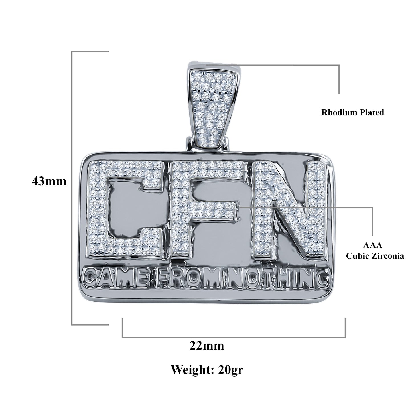 ICED OUT CFN (CAME FROM NOTHING) PENDANT // WHITE GOLD