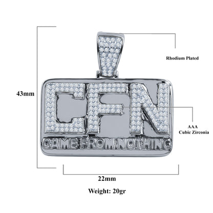 ICED OUT CFN (CAME FROM NOTHING) PENDANT // WHITE GOLD