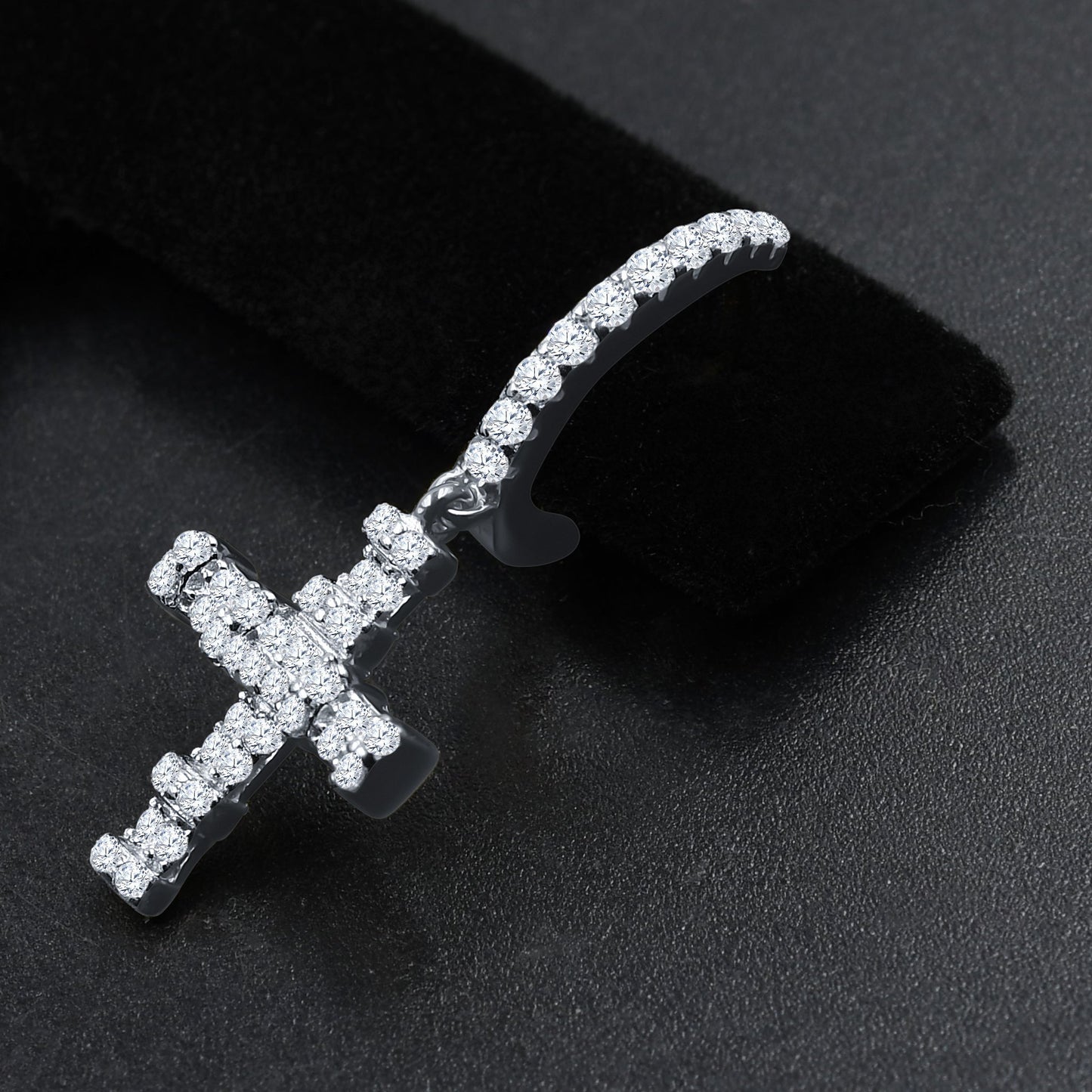 FLOODED DIAMOND CROSSES // WHITE GOLD EARRINGS