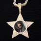 MICRO PAVED DIAMOND PENTAGRAM PHOTO PENDANT + CHAIN
